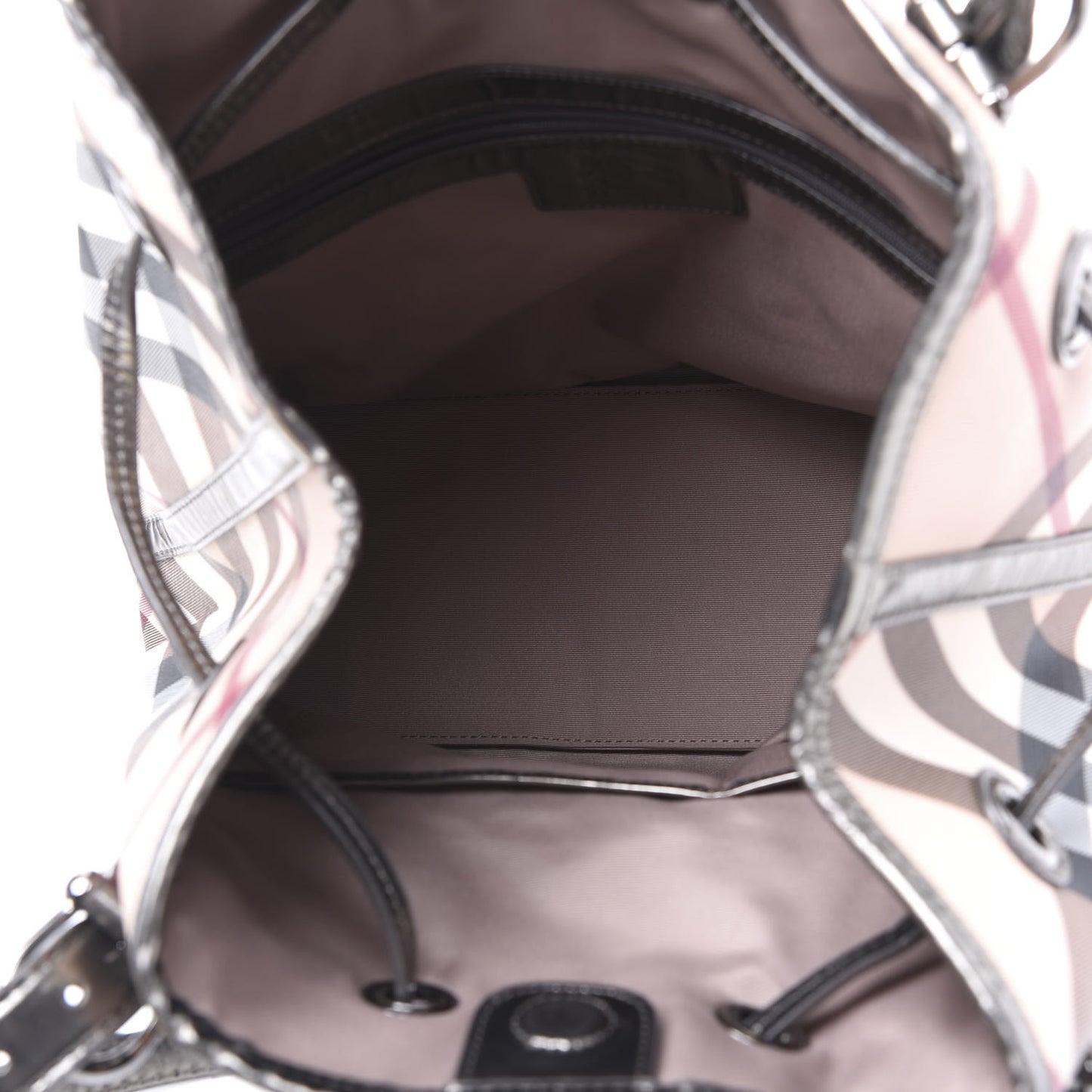 Metallic Calfskin Nova Check Tote Pewter