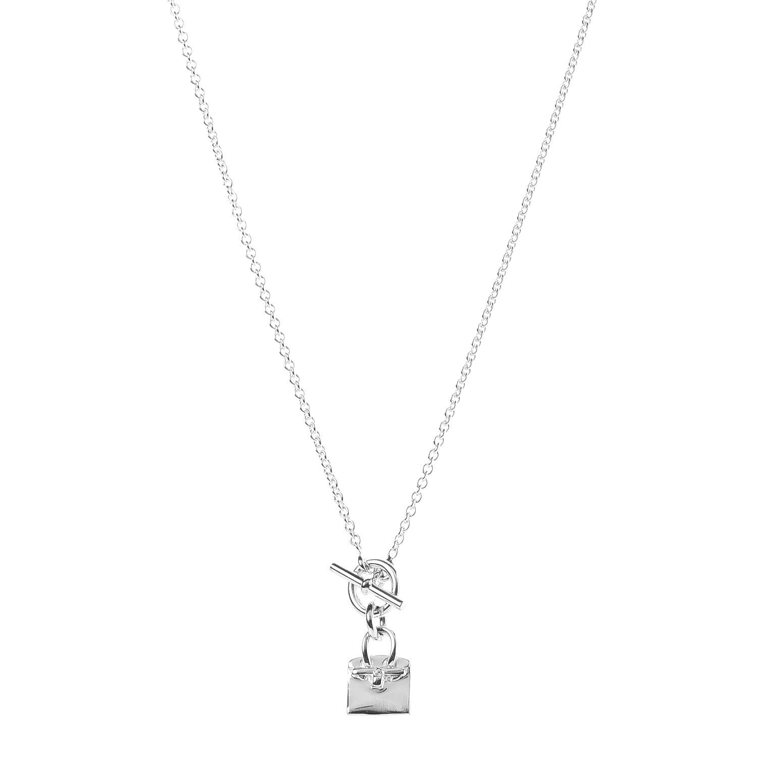 Hermes Sterling Silver Birkin Amulette Pendant Necklace 1 of 4