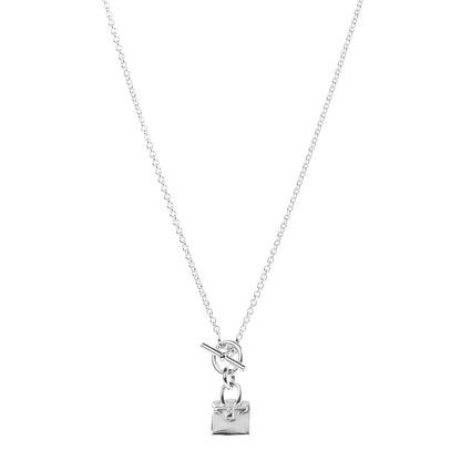 Hermes Sterling Silver Birkin Amulette Pendant Necklace 1 of 4