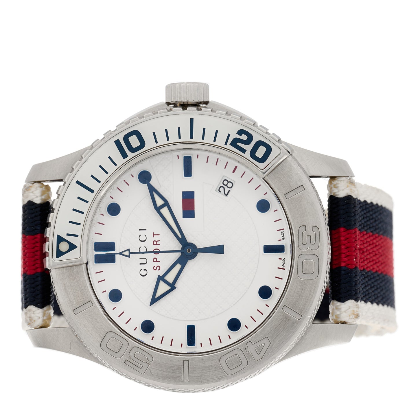 Stainless Steel Nylon 44mm Gucci Sport Quartz Watch White