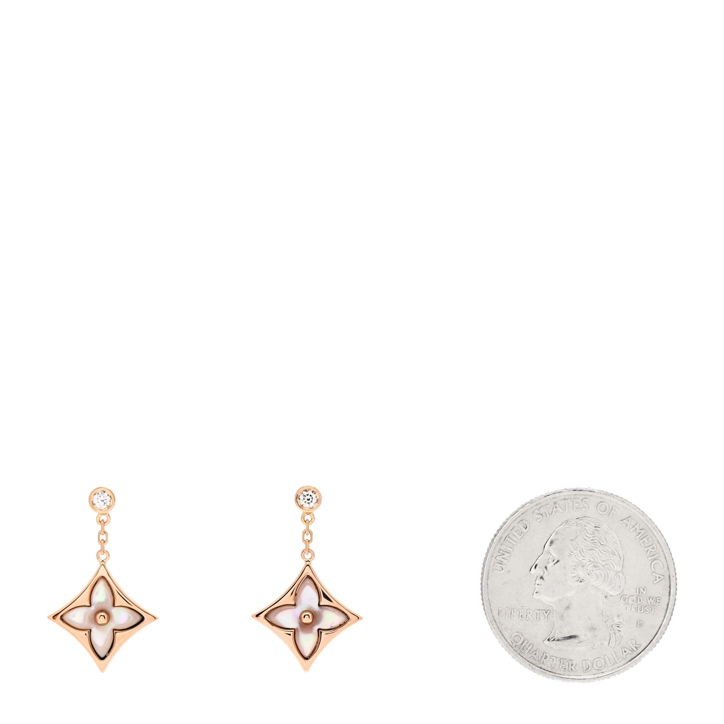 18K Pink Gold Diamond Pink Mother of Pearl Color Blossom BB Star Earrings