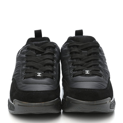 Chanel Nylon Suede Calfskin CC Sneakers 38.5 Black 2 of 8