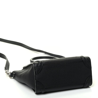 Celine Drummed Calfskin Nano Luggage Black 3 of 4