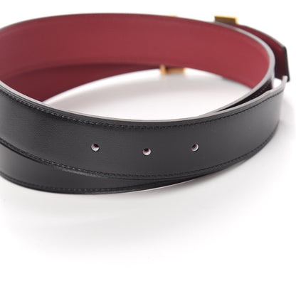 Hermes Box Togo 32mm H Belt 85 Black Rouge Grenat 4 of 6