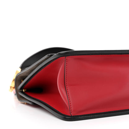 Fendi Vitello Century F is Fendi Bi-Color FF 1974 Embossed Kan I Shoulder Bag Fragola Maya Black 9 of 12