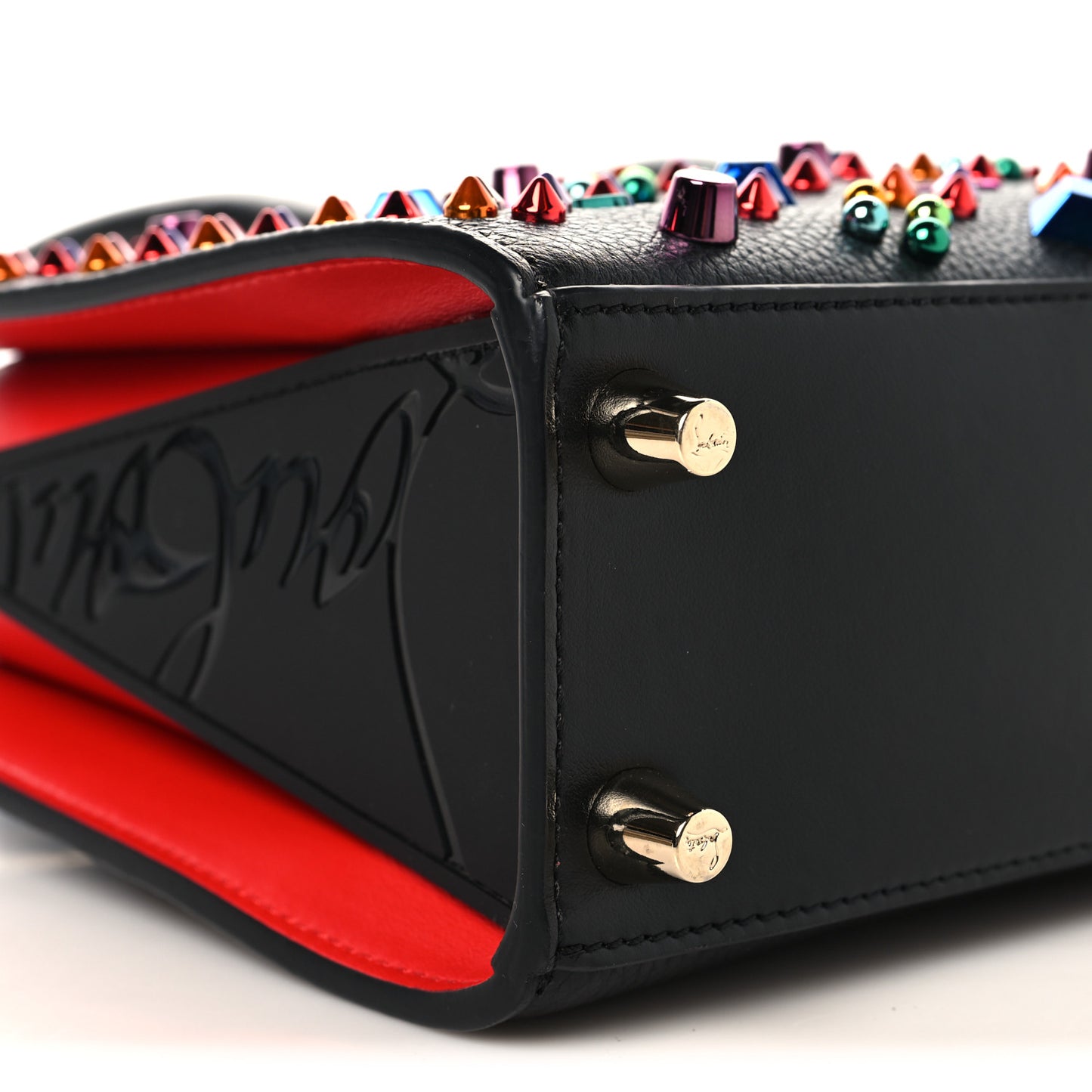 Calfskin Spikes Loubinthesky Mini Paloma Black Multicolor