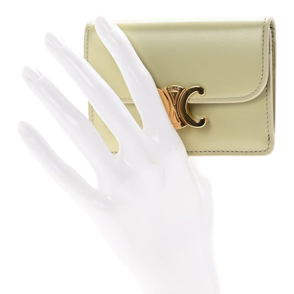 Celine Shiny Calfskin Triomphe Flap Card Holder Almond Green Almond Green 2 of 12