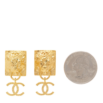 Chanel Metal CC Lion Earrings Gold 2 of 4