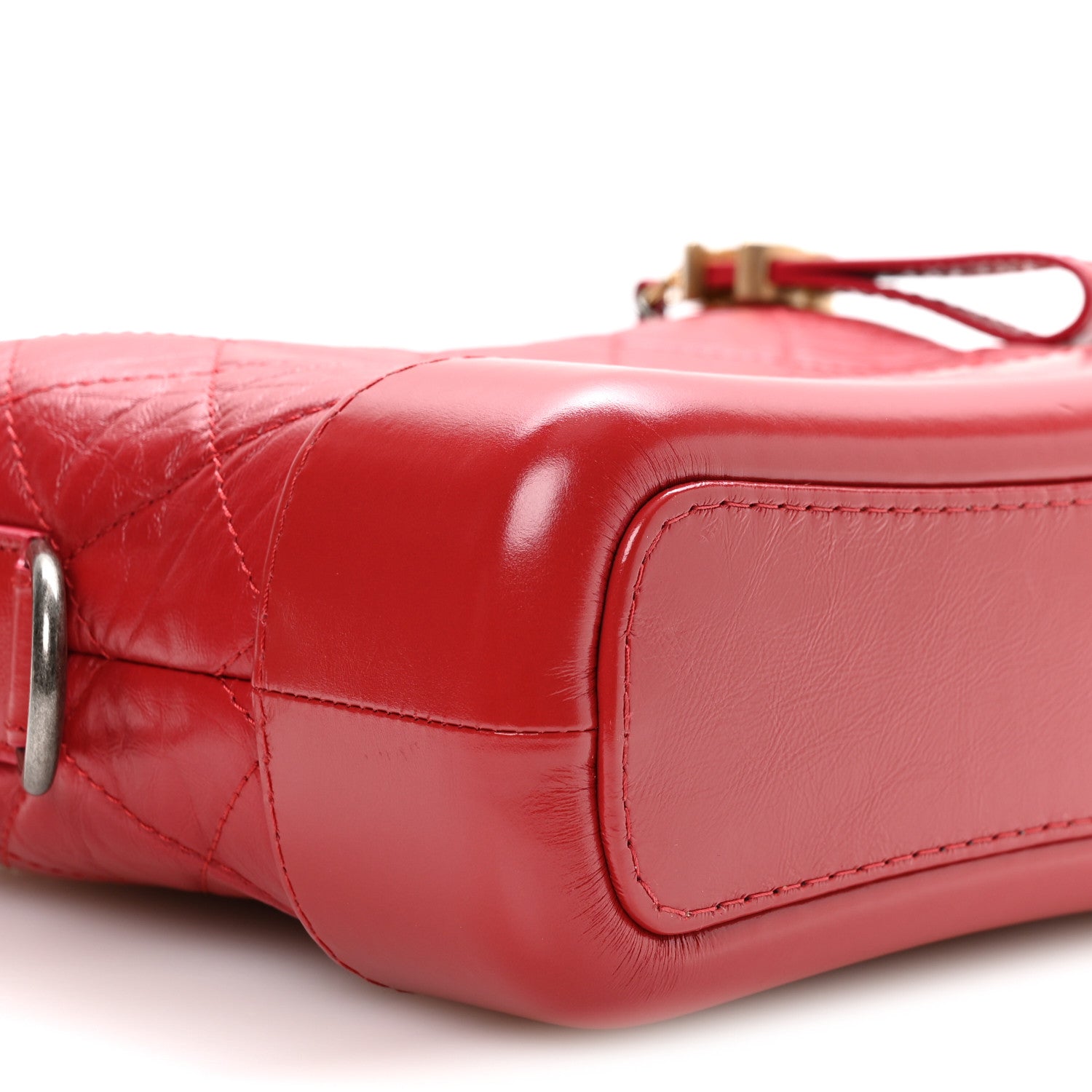 Chanel Aged Calfskin Quilted Small Gabrielle Logo Hobo Red 9 of 11