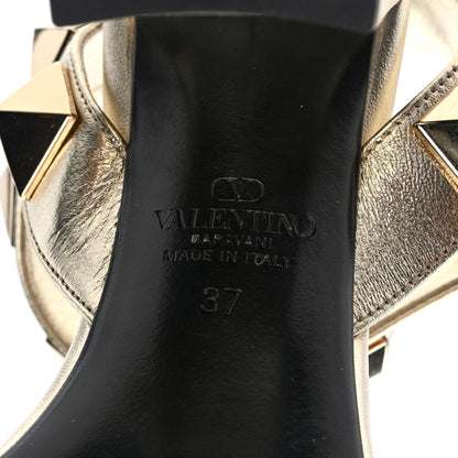 Valentino Garavani Metallic Calfskin Roman Stud T-Strap 90mm Sandals 37 Gold 7 of 7
