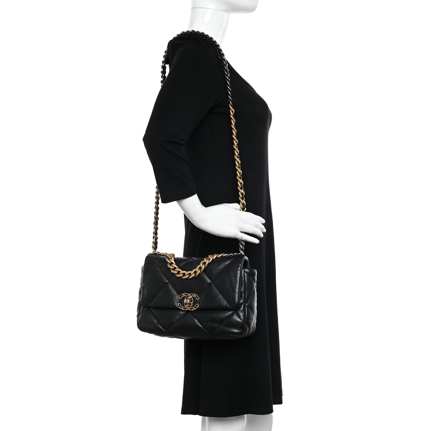 Lambskin Quilted Medium Chanel 19 Flap Black