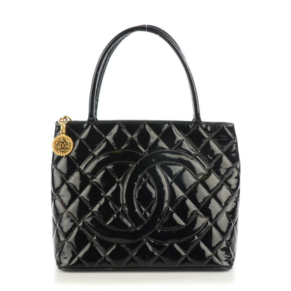 Louis Vuitton CHANEL Patent Quilted Medallion Tote Black 1 of 8