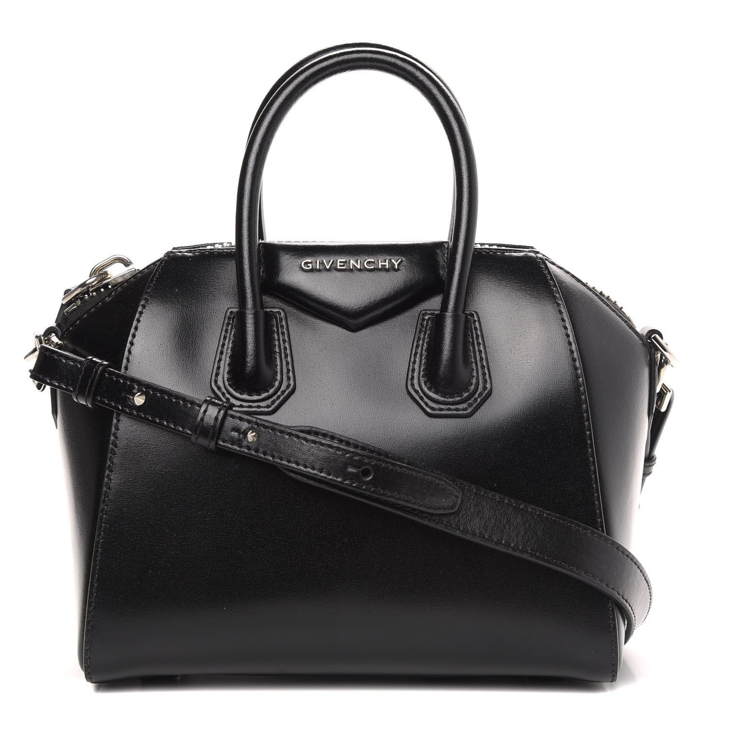 Shiny Lord Calfskin Mini Antigona Black