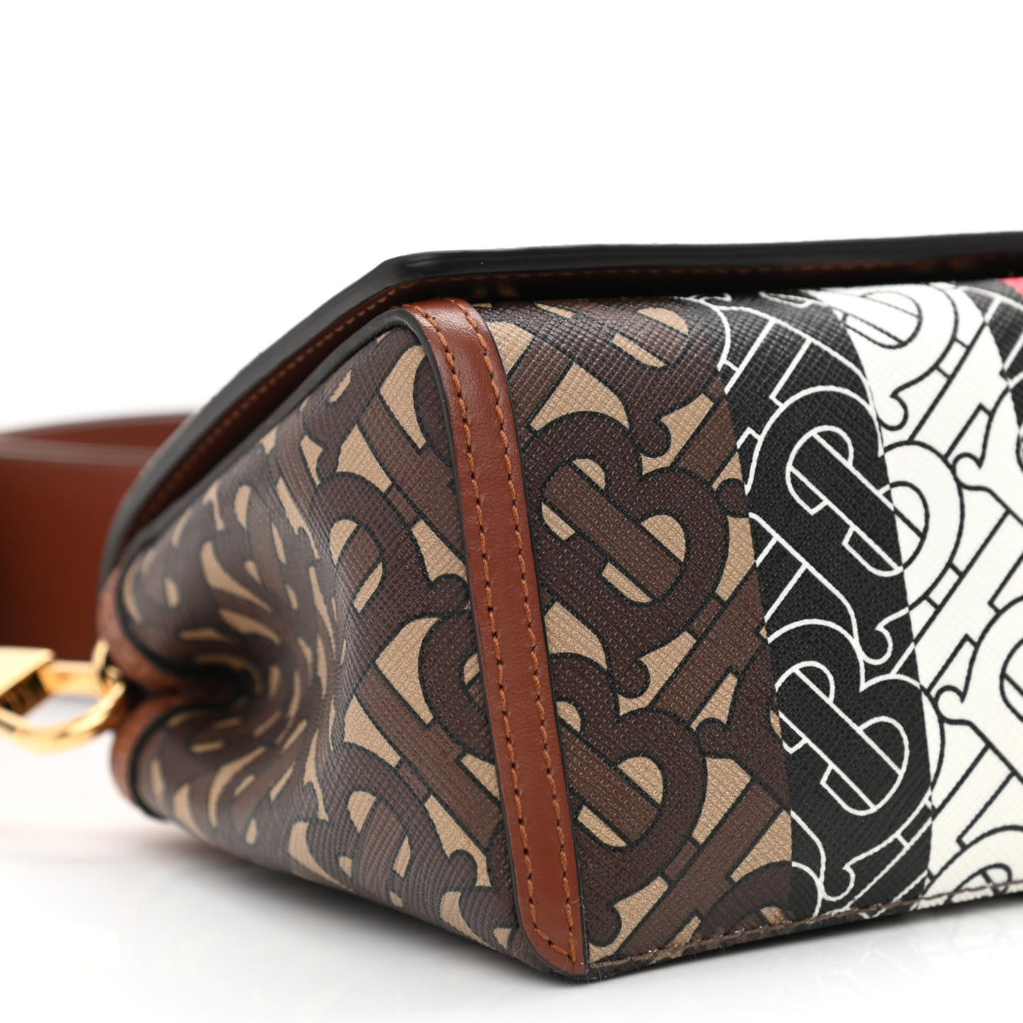 E-Canvas Monogram Stripe Hackberry Crossbody Bag Bridle Brown