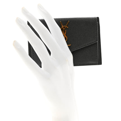 Saint Laurent Grain De Poudre Uptown Monogram Card Case Black 2 of 7
