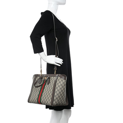 Gucci GG Supreme Monogram Web Medium Ophidia Tote Bag Brown 2 of 9