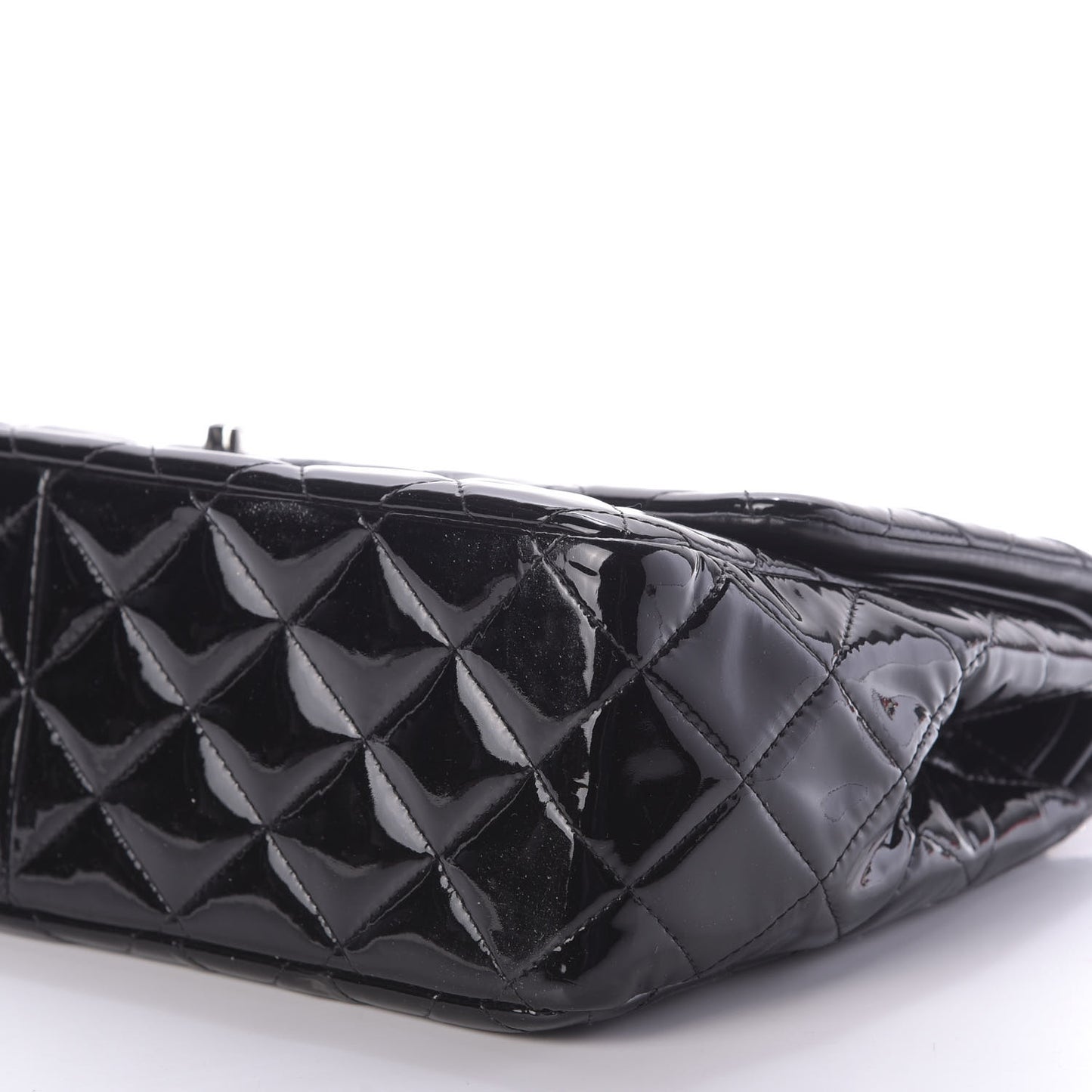 Patent Quilted Jumbo Double Flap Black