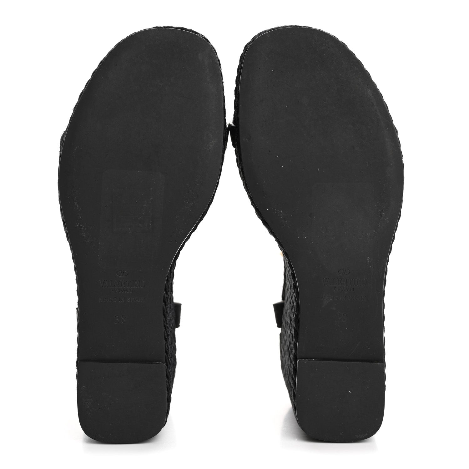 Valentino Garavani Suede Calfskin Roman Stud Espadrille Wedge Ankle Wrap Sandals 38 Black 6 of 12