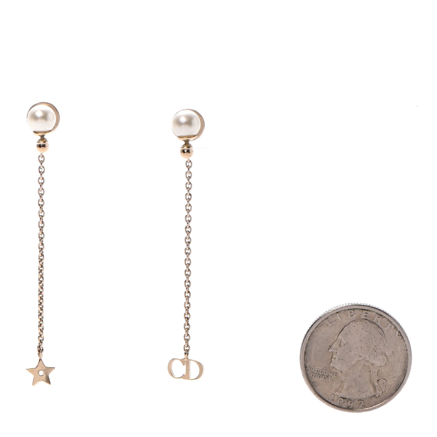 Pearl Crystal Star CD Drop Earrings Gold