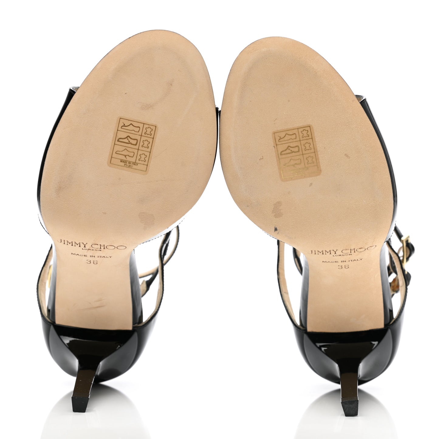 Patent Calfskin Lang Sandals 36 Black