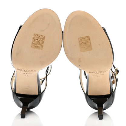 Jimmy Choo Patent Calfskin Lang Sandals 36 Black 5 of 8