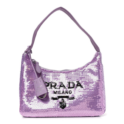 Prada Paillettes Sequin Mini Re-Edition 2000 Bag Lilium Black 1 of 9