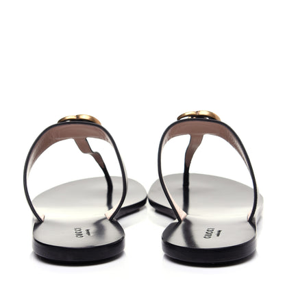 Gucci Calfskin GG Marmont Thong Sandals 40 Black 5 of 12
