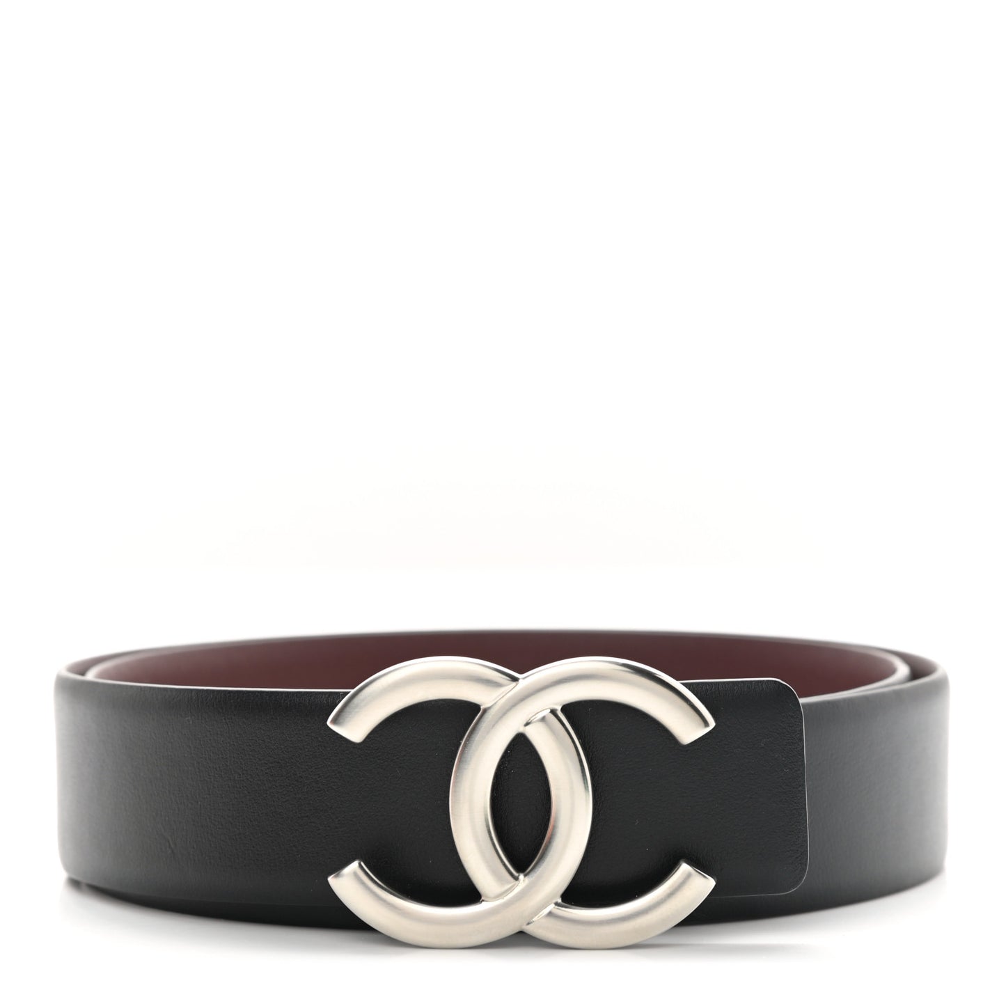 Calfskin CC Reversible Belt 75 Black Burgundy
