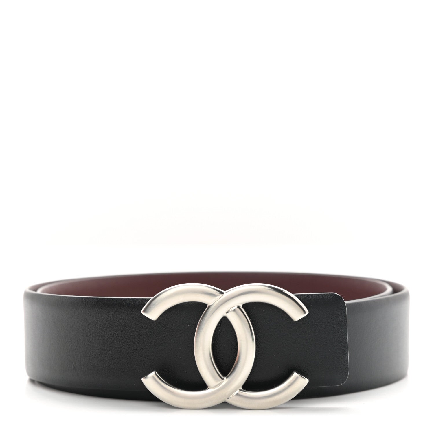 Chanel Calfskin CC Reversible Belt 75 Black Burgundy 1 of 6