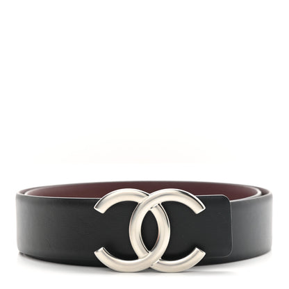Chanel Calfskin CC Reversible Belt 75 Black Burgundy 1 of 6