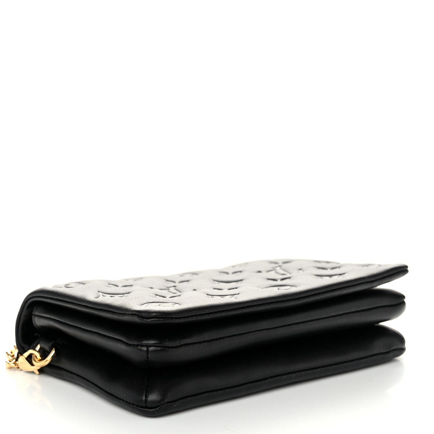 Lambskin Embossed Monogram Pochette Coussin Black