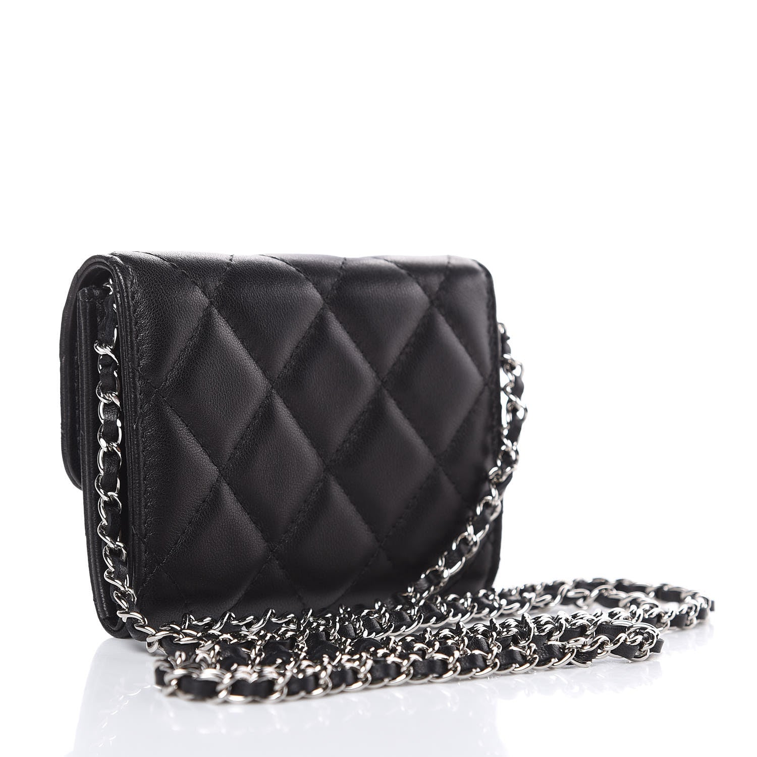 Chanel Lambskin Quilted Card Holder On Chain Black 3 of 9