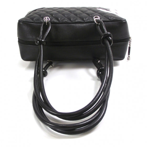 Calfskin Quilted Large Cambon Bowler Black White