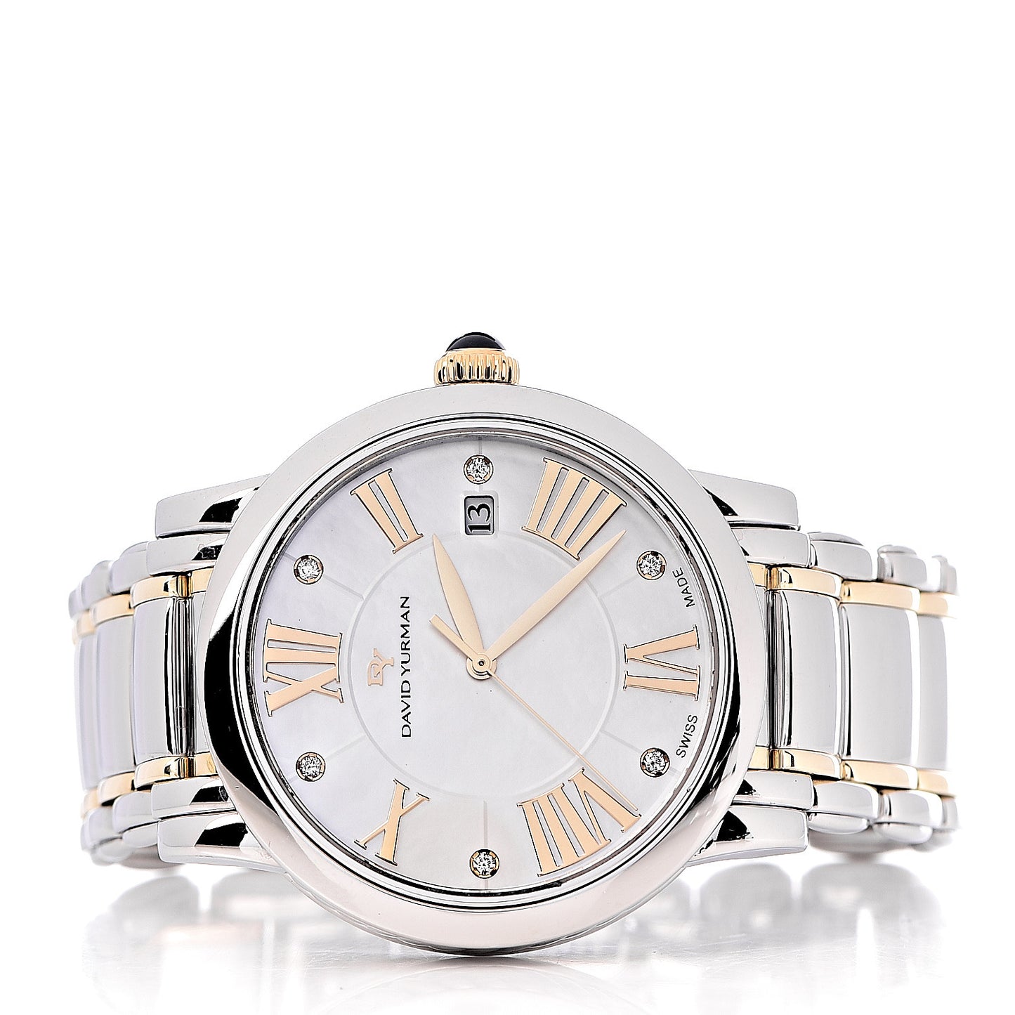Stainless Steel 18K Yellow Gold Diamond Mother of Pearl 38mm Classic Quartz Watch