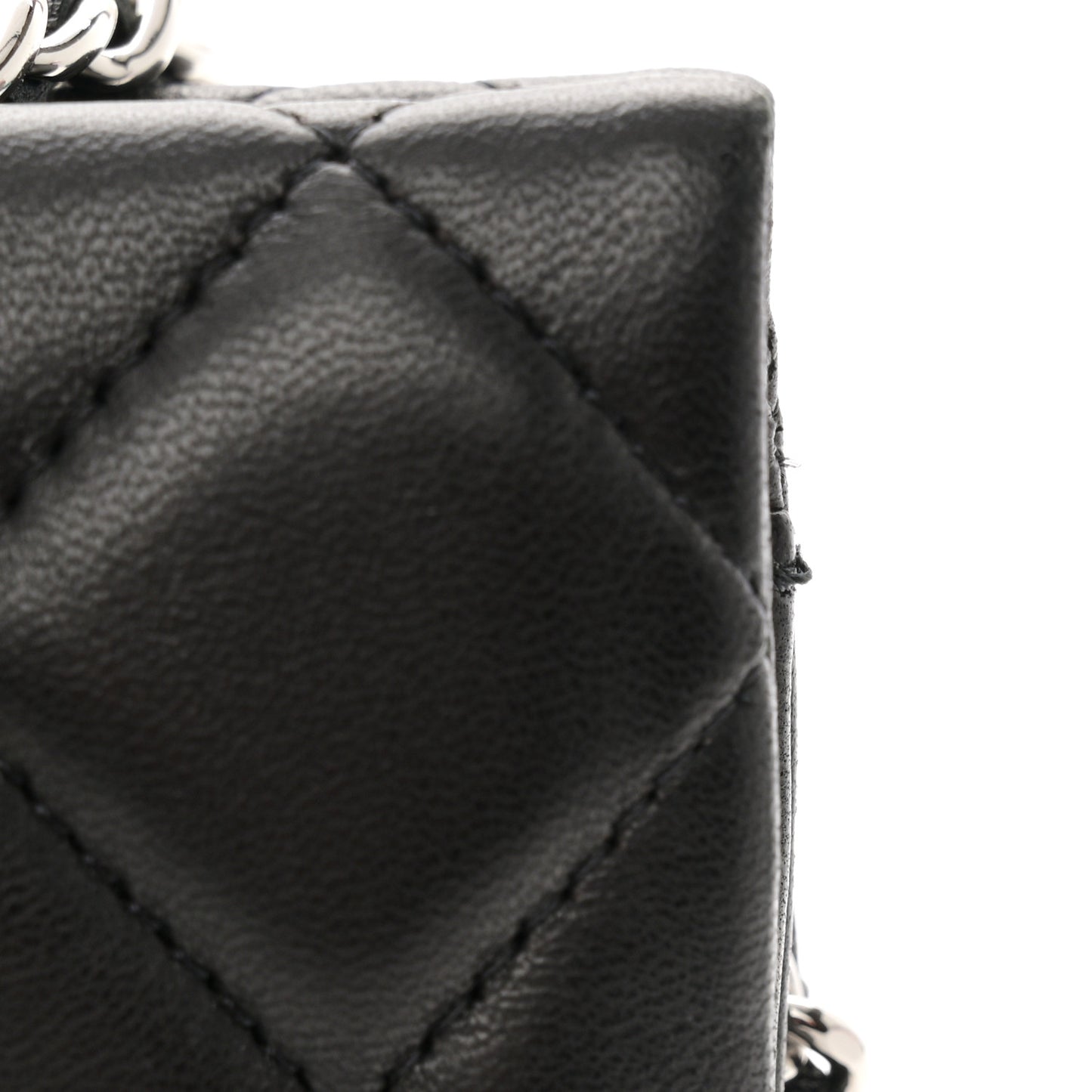 Lambskin Quilted Double Sided Wallet On Chain WOC Black