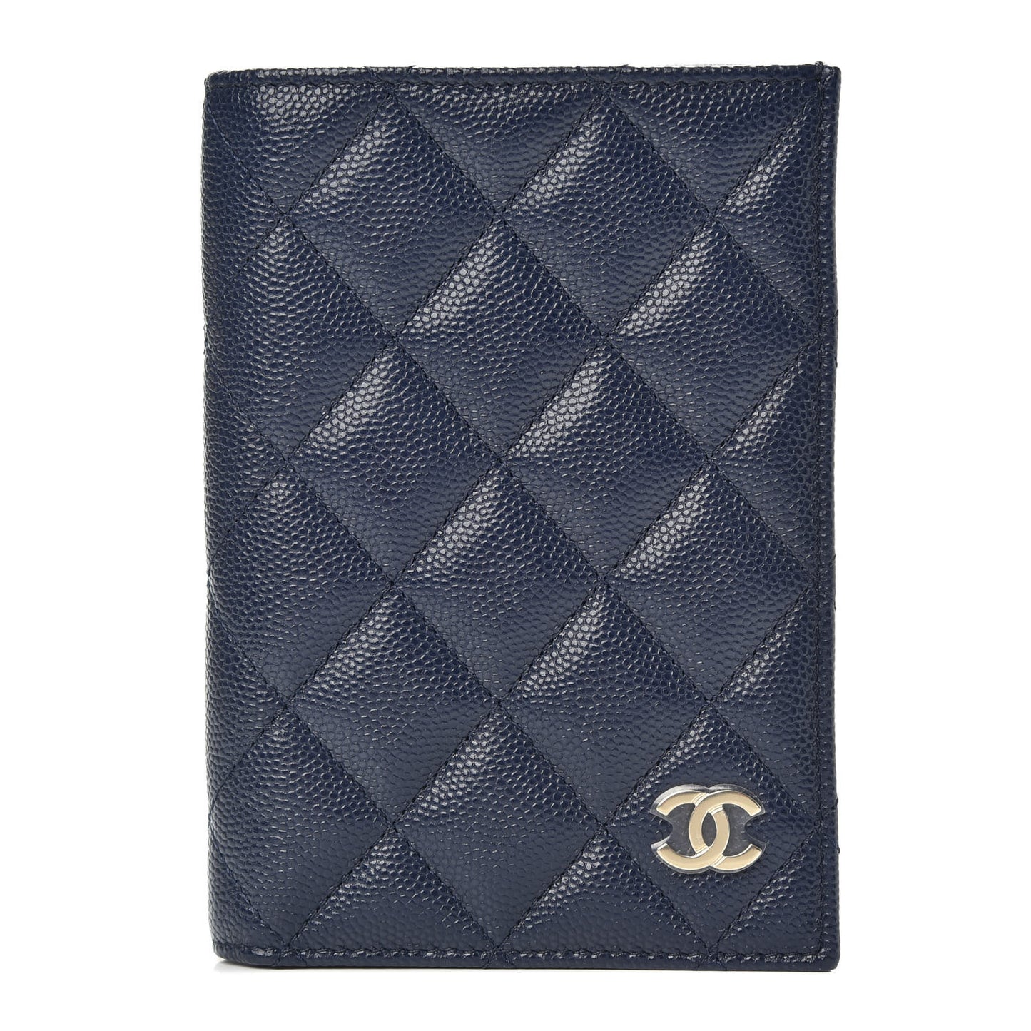Caviar Quilted Passport Holder Navy Blue