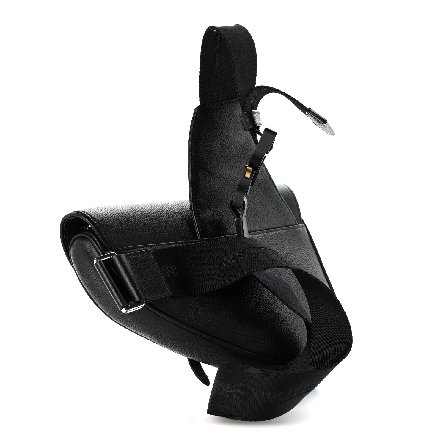 Christian Dior Grained Calfskin Kim Jones Saddle Bag Black 2 of 10