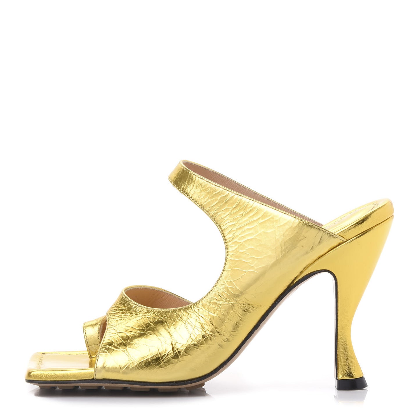 Vitello Lame Square Toe Sandals 35 Gold