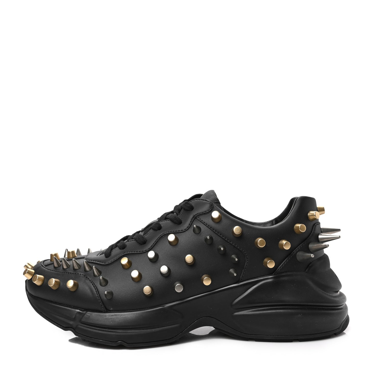 Demetra Spike Studded Mens Rhyton Sneakers 9.5 Black