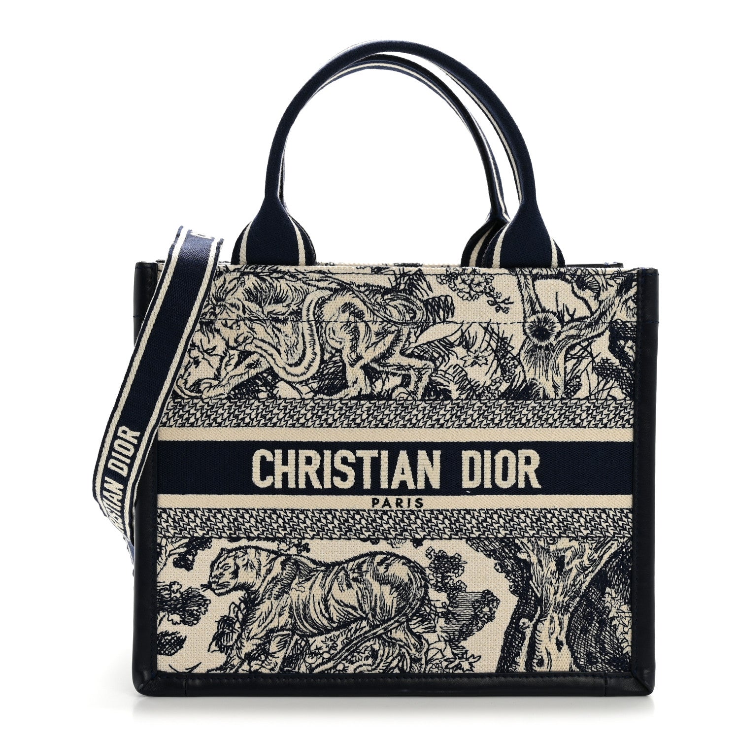 Christian Dior Calfskin Dioriviera Toile De Jouy Small Book Tote With Strap Blue Multicolor 1 of 12
