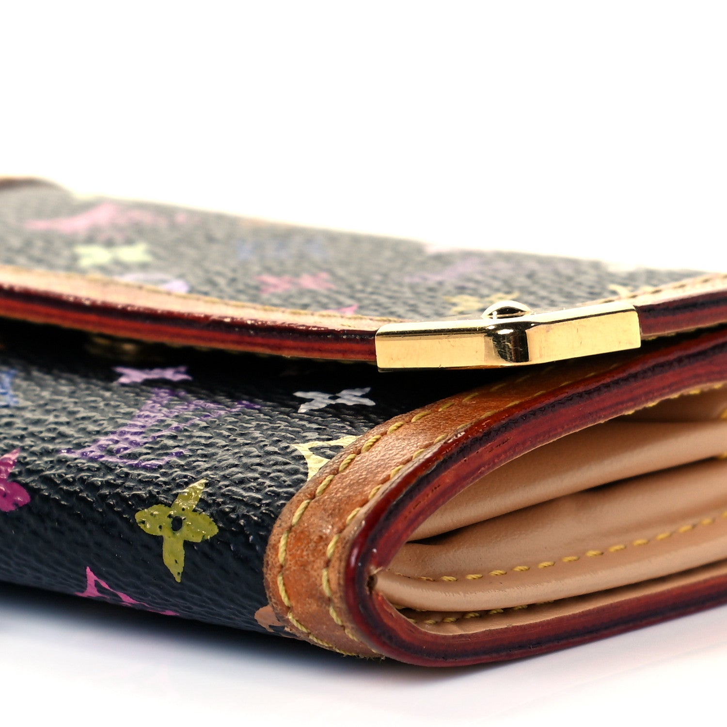 Louis Vuitton Monogram Multicolor Porte-Monnaie Plat Coin Purse Black 8 of 8