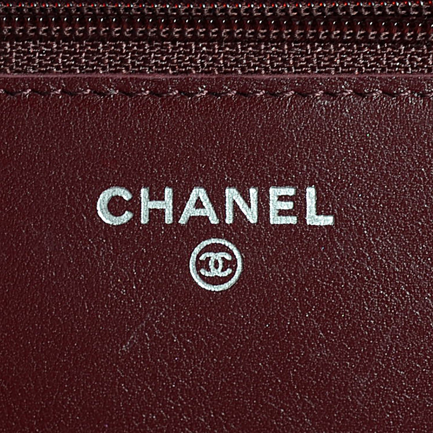 Chanel Striated Patent Quilted Wallet on Chain WOC Bordeaux 6 of 9