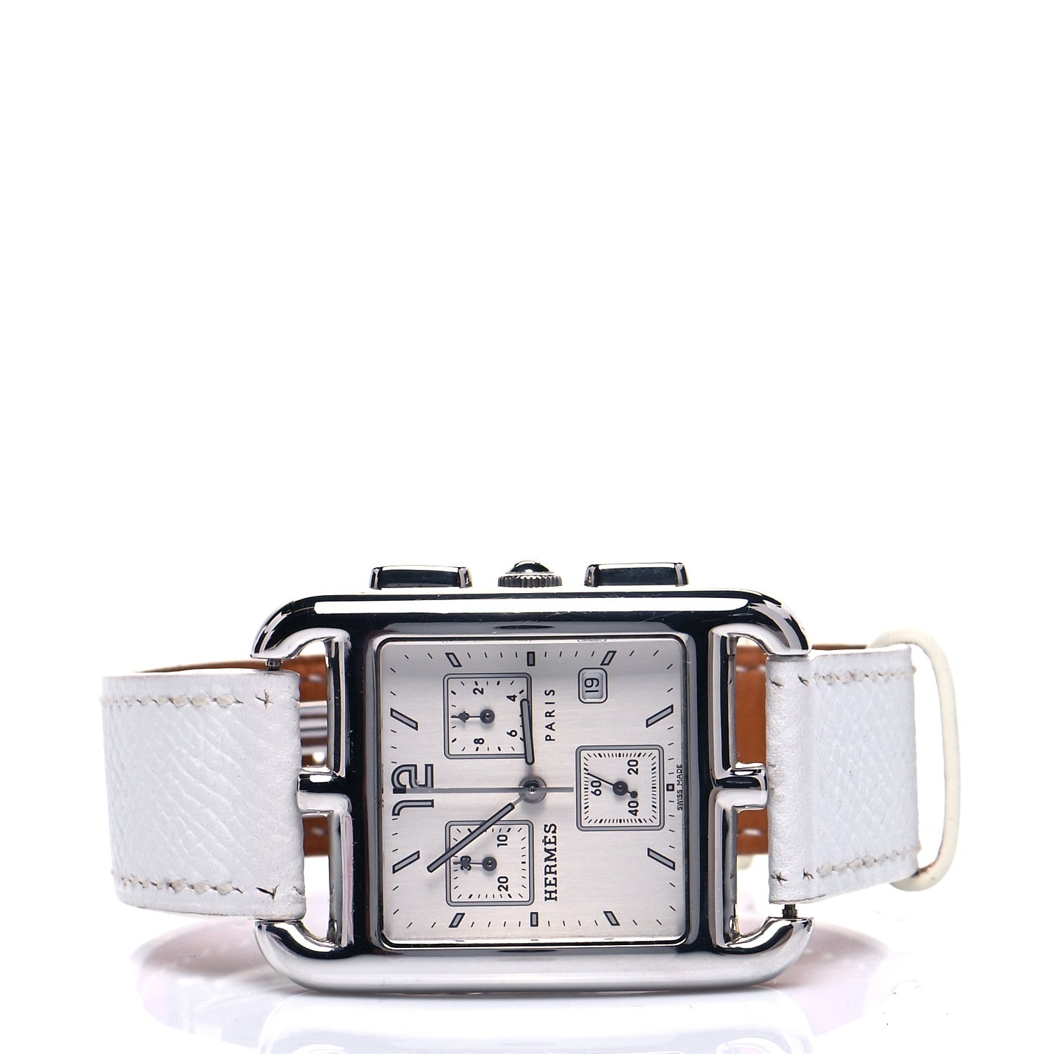 Hermes Stainless Steel Epsom 31mm Cape Cod Chrono Quartz Watch Blanc 2 of 5