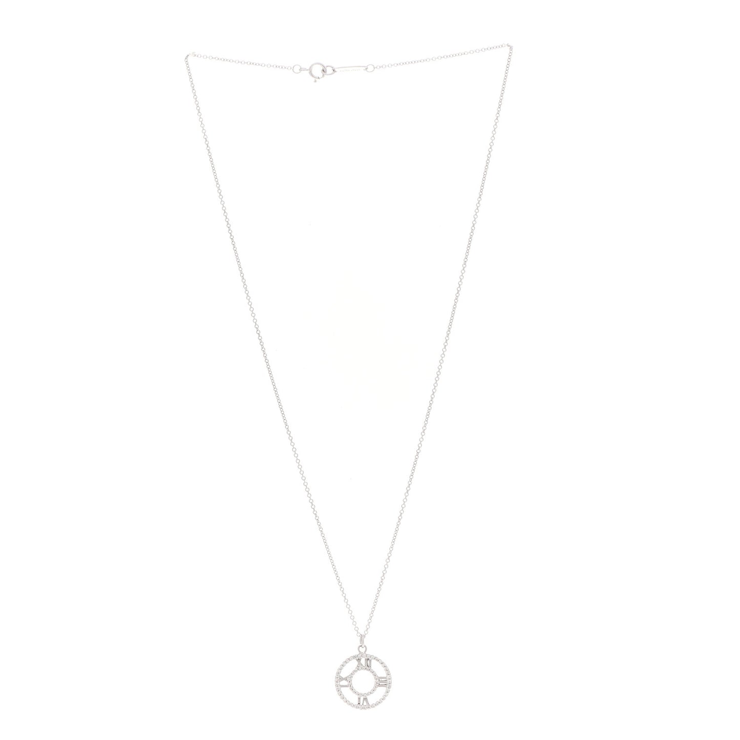 18K White Gold Diamond Small Atlas Open Pave Pendant Necklace