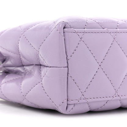 Chanel Shiny Aged Calfskin Quilted Nano Kelly Shopper Lilac 9 of 10