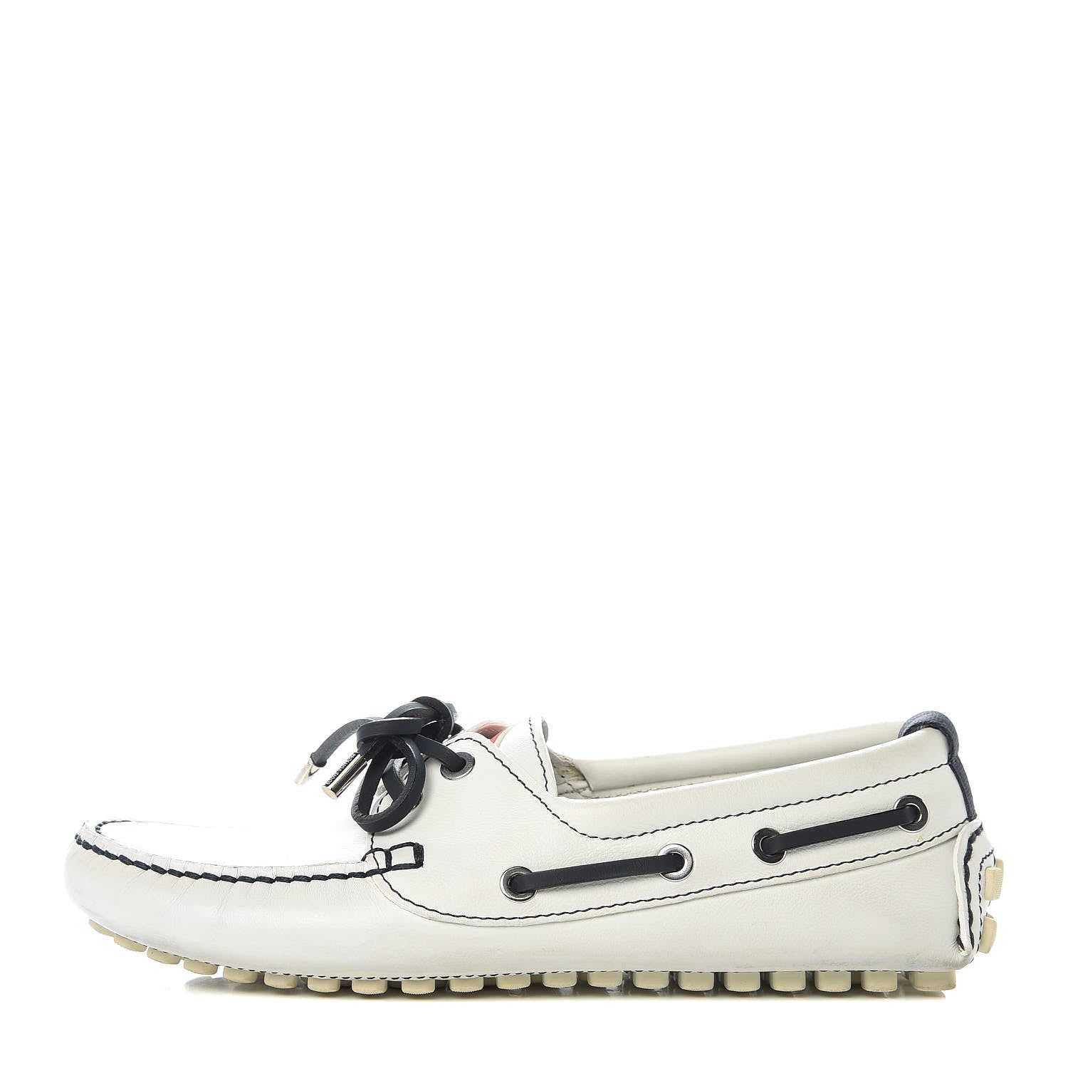 Louis Vuitton Calfskin Rubber Mens Americas Cup Marine Boat Shoe 7 White 1 of 23