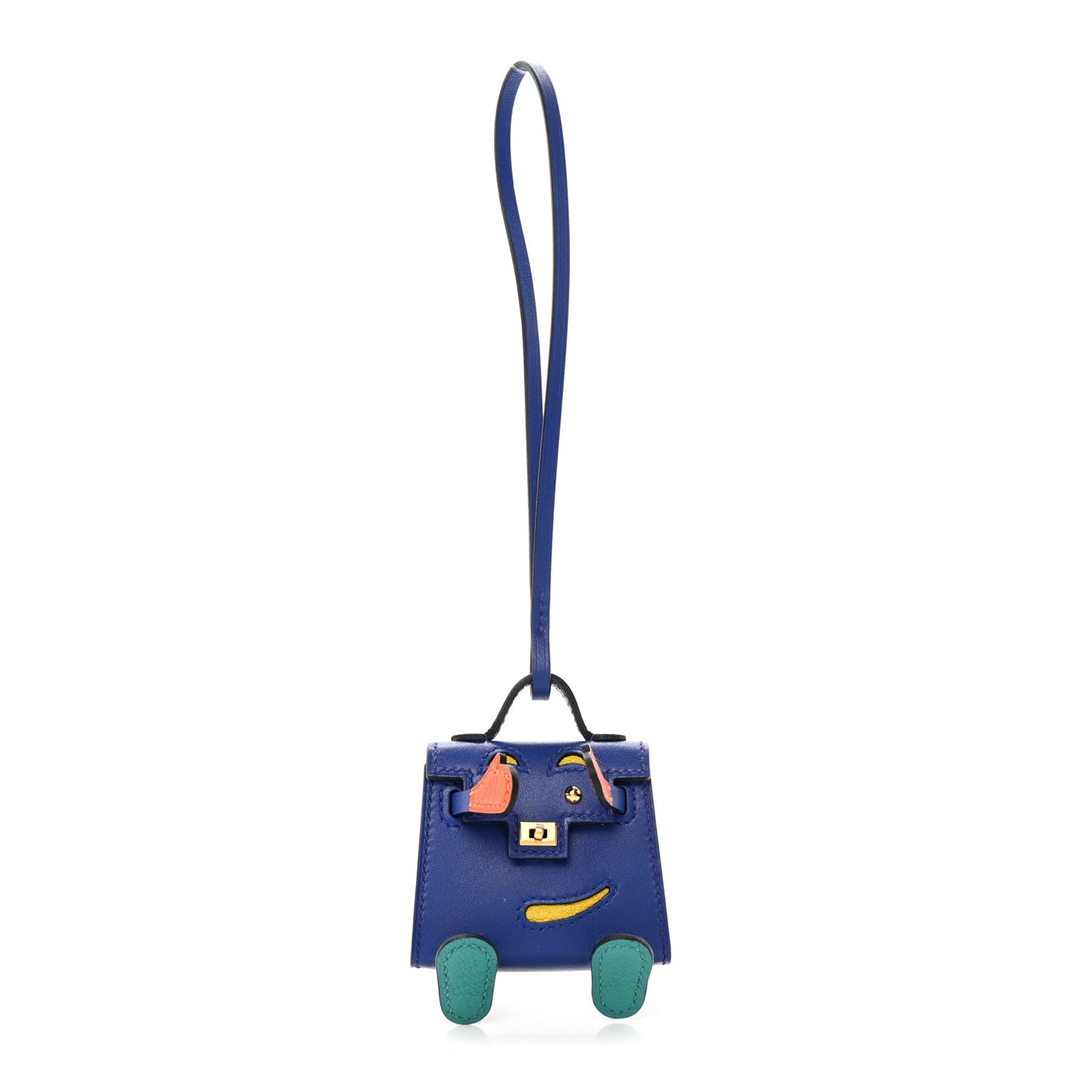 Tadelakt Chevre Mysore Kelly Quelle Idole Bag Charm Bleu Electrique Feu