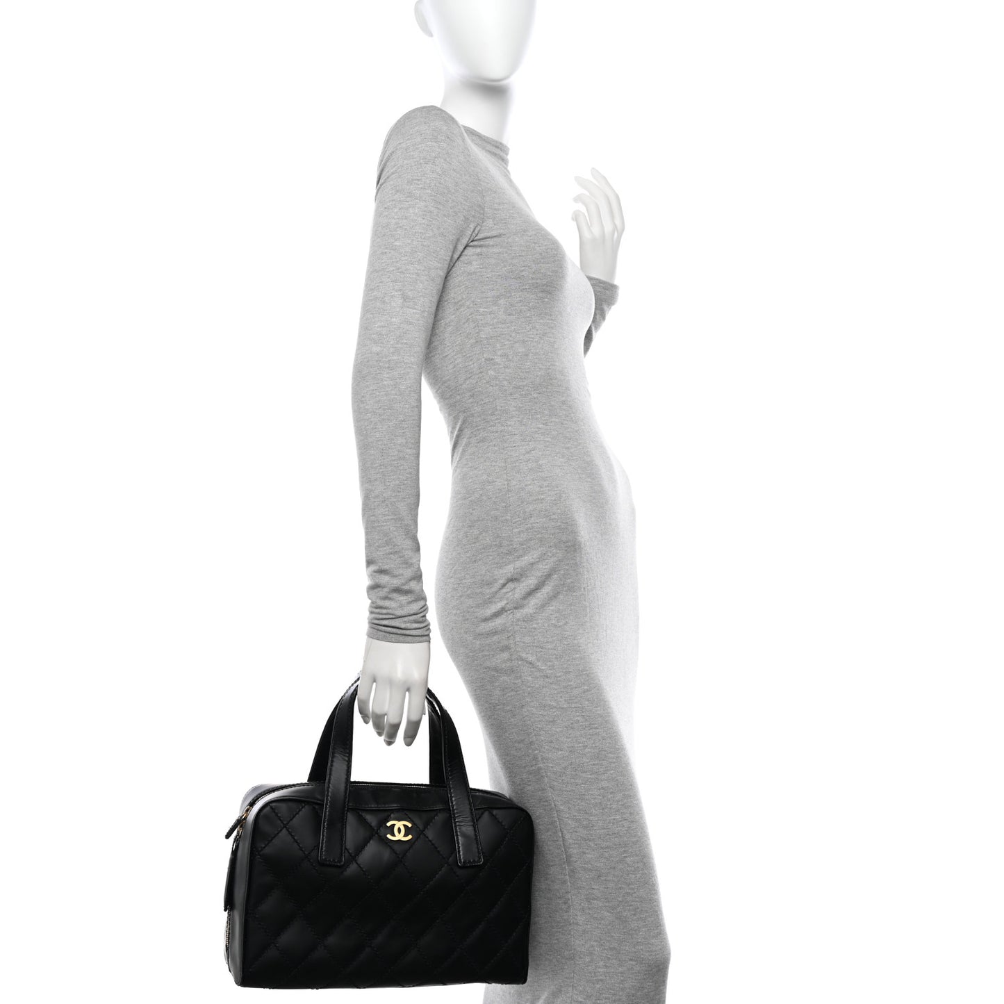 Calfskin Stitch Surpique Bowler Black