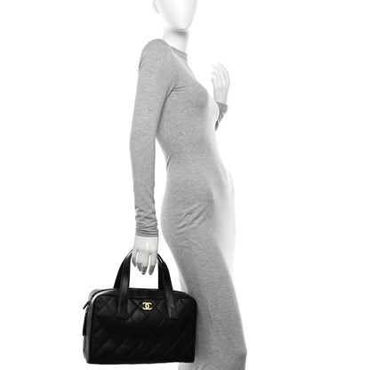 Chanel Calfskin Stitch Surpique Bowler Black 2 of 15