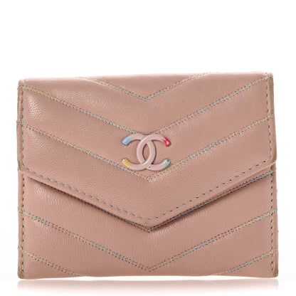 Chanel Lambskin Chevron Quilted Card Holder Light Pink 1 of 13